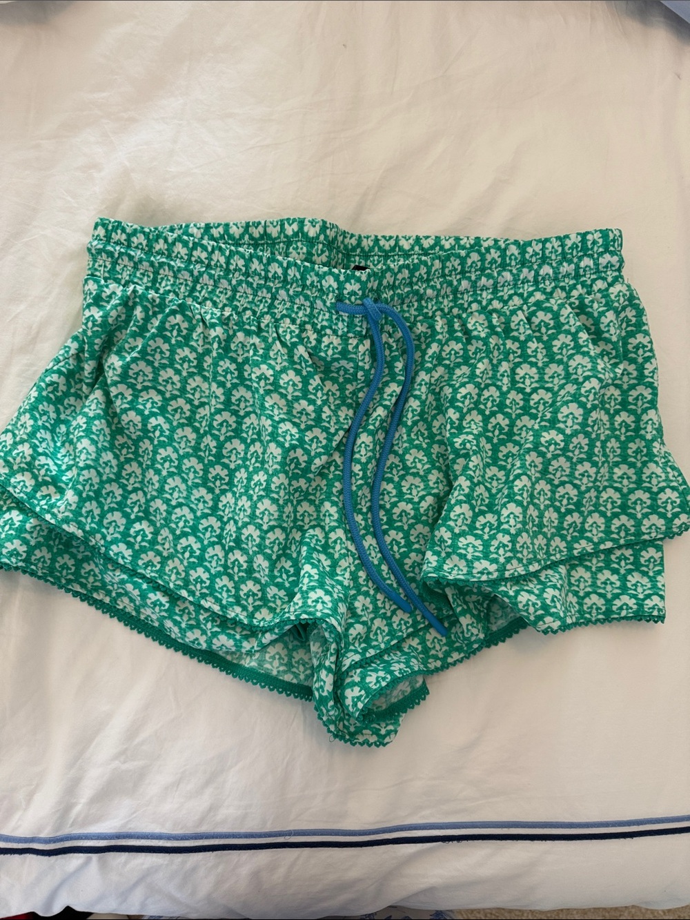 Roller Rabbit x Target Teal and White Elastic Waist Shorts